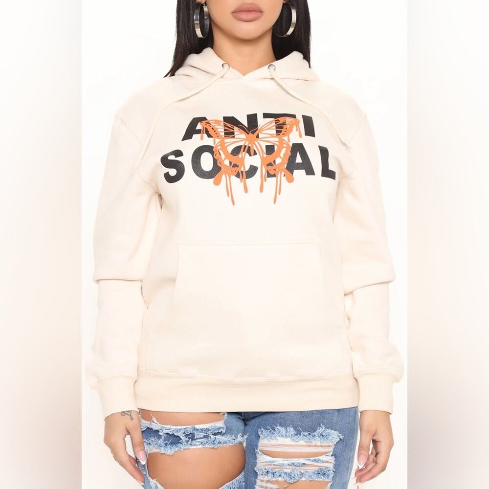 Fashion Nova Cream Cowl Neck Sweatshirt Size 2 XL